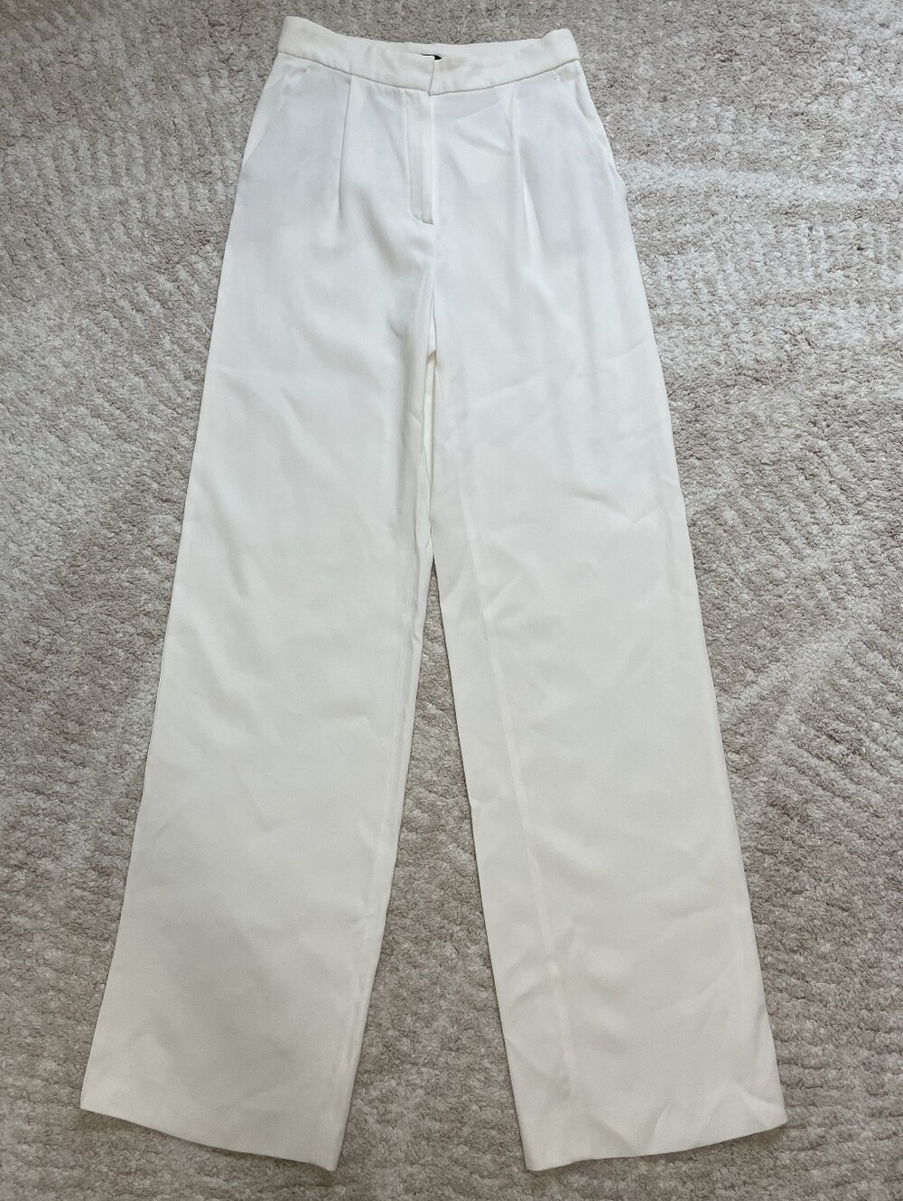 Massimo Dutti Cream Wide-Leg Trousers Size 2